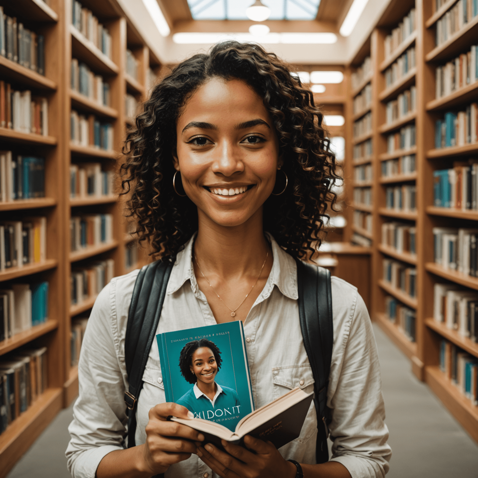 Capa do primeiro livro de Simone Tebet, mostrando a autora sorrindo e segurando uma cópia do livro em um fundo de biblioteca